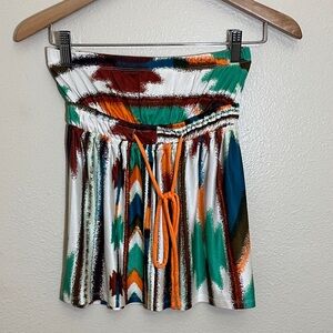 Jaloux Silk Multicolor Patterned Mini Skirt
